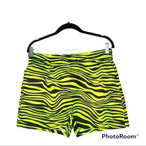 Womens track short neon green zebra tiger